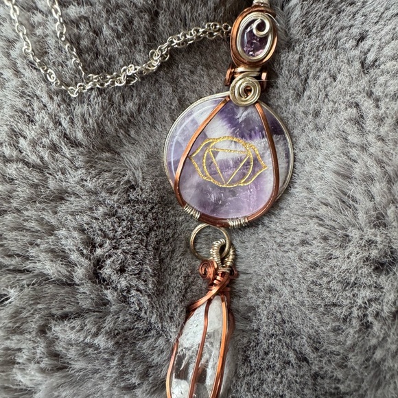 Amethyst and Copper Pendant Necklace - Picture 1 of 5
